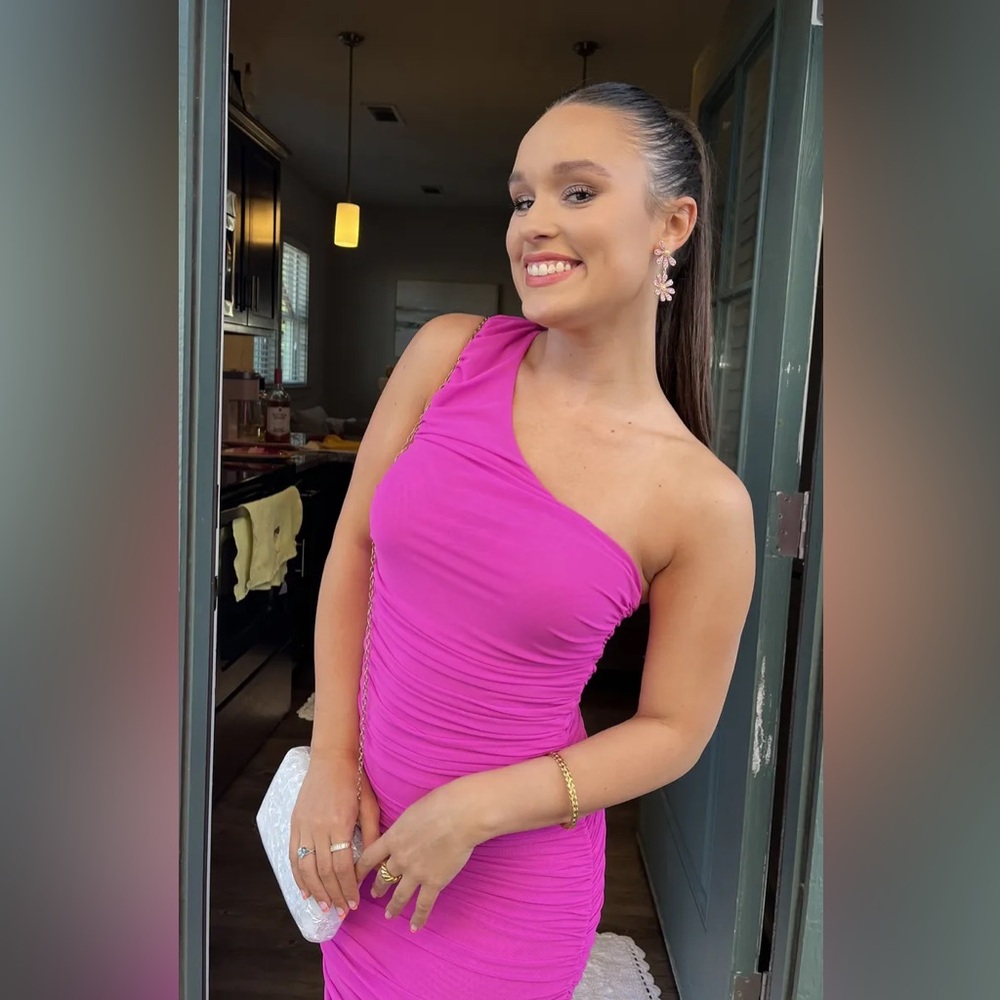 Vibrant Pink One-Shoulder Dress